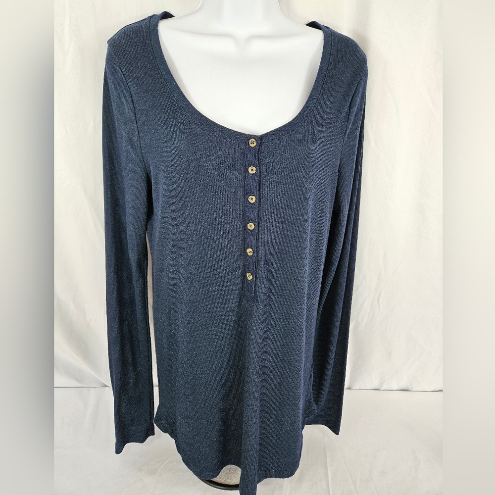 Old Navy Women's Navy Long Sleeve Henley Top Size Large
